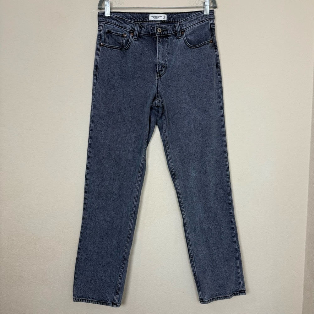 Abercrombie & Fitch A&F The 90’s Straight Mid Rise Black Wash Jeans
